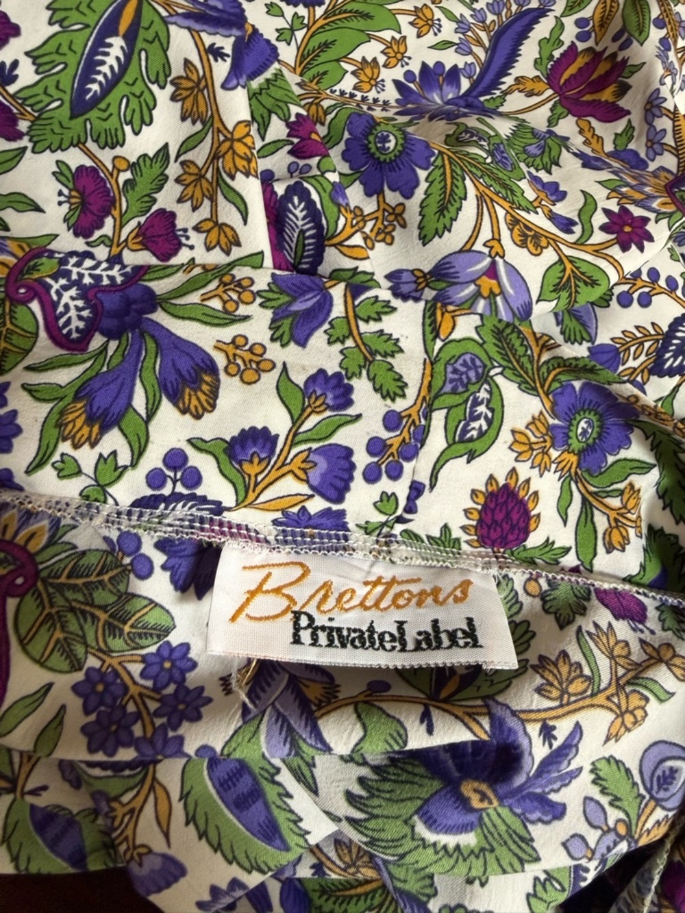 Brettons | Vintage Floral Spring Kimono Wrap Robe in Purple & Green Size S - Picture 7 of 8